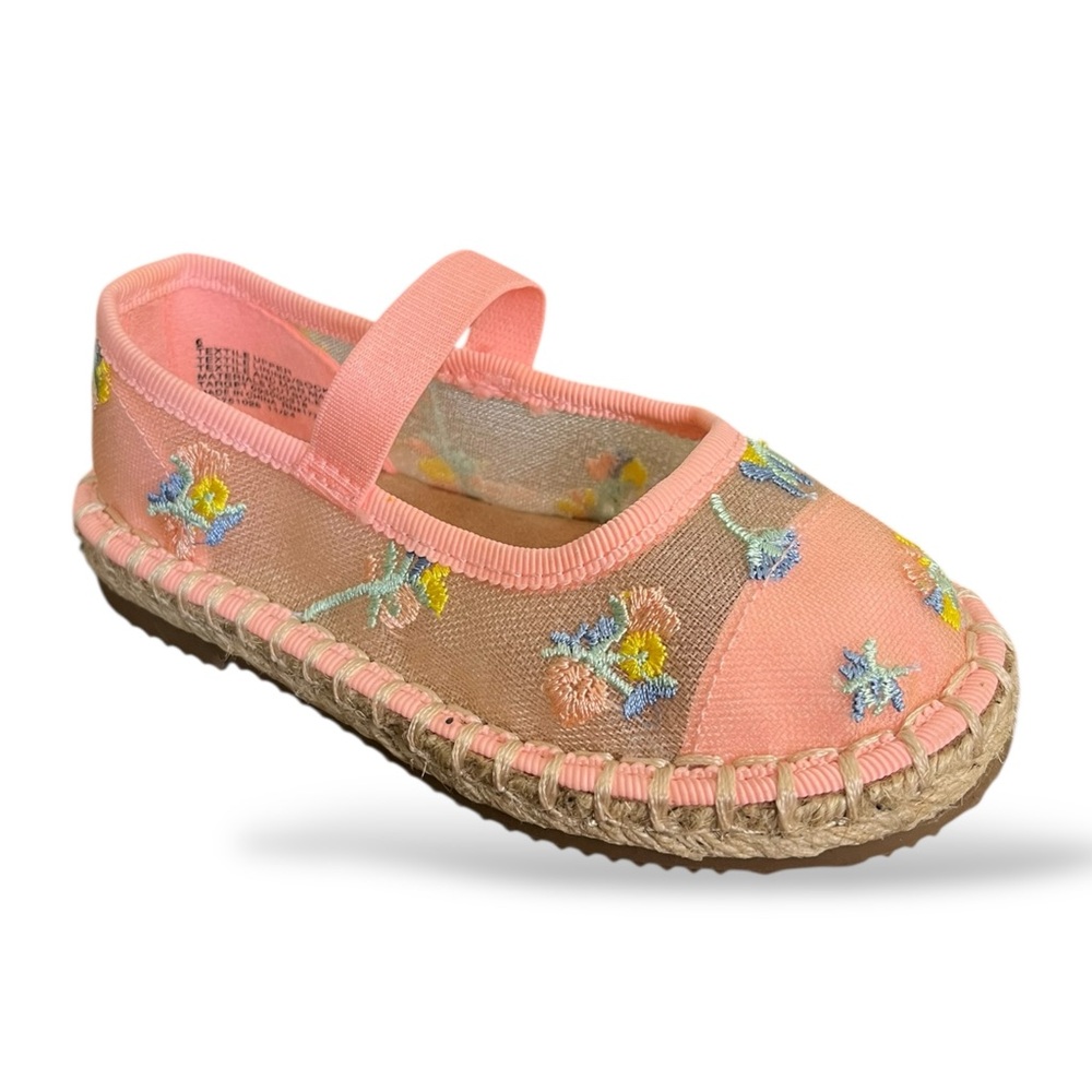 Target Cat & Jack Girls' Toddler Beige Pink Floral Espadrille, 6